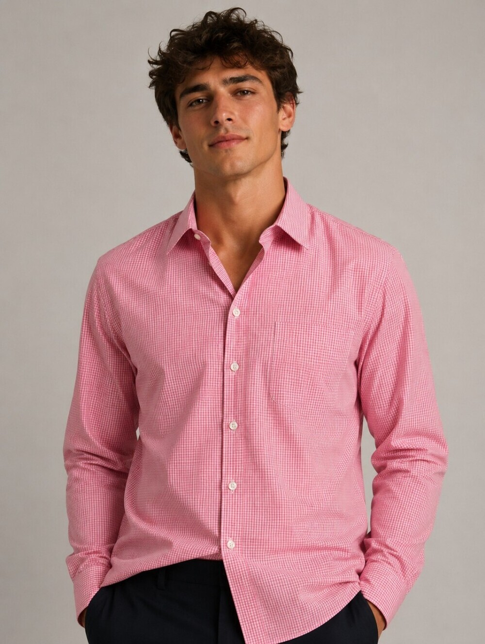 IZOD PINK GINGHAM BUTTON DOWN SHIRT REGULAR FIT 16 1/2 34/35 🌸✨